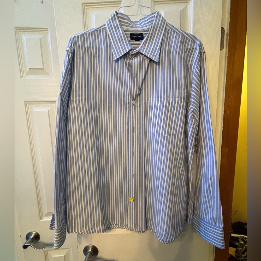 Sonoma Men's Blue Striped Shirt XL